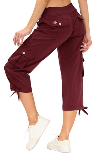 Image of MoFiz Womens Capris with Pockets Loose Fit Casual Capri Pants Dressy Lightweight Ladies Baggy Cargo Pants for Hiking