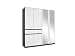 Rauch Möbel Tübingen Schrank Kleiderschrank Drehtürenschrank in Weiß/Grau-metallic mit Spiegel inklusive 1 Schublade, 6-türig, Zubehörpaket Basic 3 Einlegeböden, 1 Kleiderstange, BxHxT 181x197x54 cm