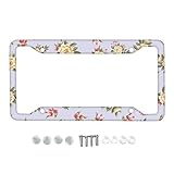 Marco Para Matrícula De Coche Con Diseño De Flores, 2 Unidades, Soporte Decorativo Para Etiquetas De Coche, Juego De Marcos Para Matrícula, Diseño Floral | Marco De Placa Estándar De EE. UU. Con Torni