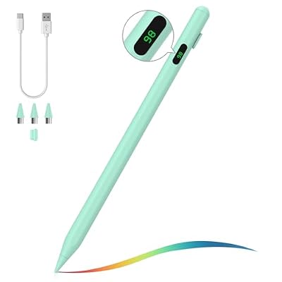 MoKo Universal Capacitive Stylus Pencil, Fast Charging Touch Screen Stylus Pen with Power Display Compatible with Apple iPad/iPhone/Samsung/Lenovo iOS Android Tablets & All Smartphones, Green