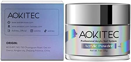 Aokitec Black Acrylic Powder for Nails, Professional Acrylic Nail Powder,Lasting Acrylic Powder for Extension French Nail Art, Acrylic Nail Supplies Sets for Nails Beginners or Salon (1oz)
