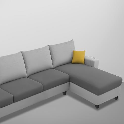 Image of Casaliving Porto RHS 6 Seater L Shape Sofa Set for Living Room (Grey Dark Grey Fabric) Premium Velvet Fabric Sofa Set