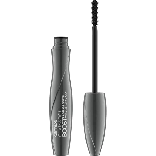 CATRICE Glam & Doll Boost Lash Growth Volume Mascara, Wimperntusche, Wimpernwachstum, voller, länger, stärker, Nr. 010 Ultra Black, schwarz, stärkend, definierend, matt, vegan, ölfrei (8ml)