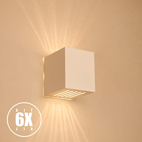 Kit 6 Arandelas Luminária Frisada Efeito Parede Externa/Int Muro