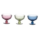 ELAYARD 3 Stück Teiliges Bunte Glas Eis Dessertschalen Nordic Stil Transparente Eisbecher mit Elegantem Fuß Vielseitige Salatschalen für Küche Restaurant Catering und Zuhause