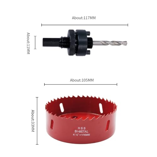 Laiwei 4.13 inch hole saw, 105mm hole cutter, with A2 heavy duty mandrel drill bit for drilling wood Thin sheet metal - Image 2