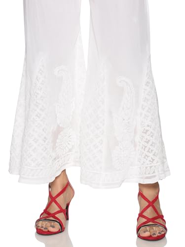 FCH, Fashionable Chikan Handikraft Women Georgette Palazzo Pants Summer Casual Pant Beach Outfits4