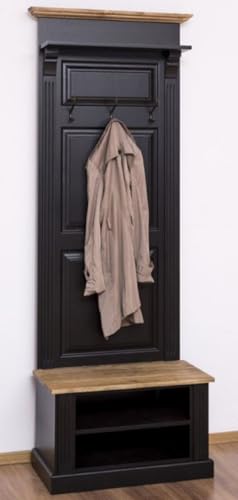 Casa Padrino Armario de madera maciza estilo rústico, color negro/marrón, 79 x 41 x 210 cm