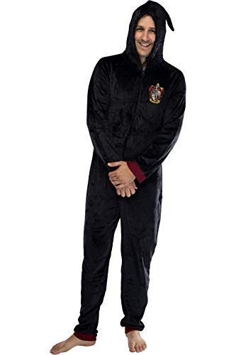 Harry Potter Adult Men's Gryffindor Hooded One-Piece Pajama Union Suit (S/M)