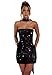 RYANTH Yellow Sequin Short Homecoming Dresses for Teens 2025 Sparkly Strapless Tight Cocktail Party Gowns Corset Mini Formal Evening Dress with Scarf Size 16