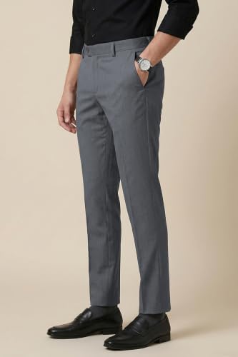 Image of Peter England Men's Slim Fit Mid Rise Solid Formal Trouser