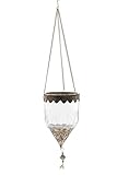 glas hangers kralen Maße: 10,5cm x 10,5cm x 22cm hoch (ohne Schnur), Ø Öffnung: 10,5cm, Metall-Schnur zum Aufhängen: 30cm - Gewicht: 0,42