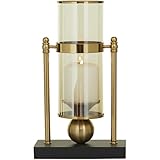 CosmoLiving by Cosmopolitan Metal Pillar Candle Holder with Metal Stand, 8" x 4" x 13", Gold