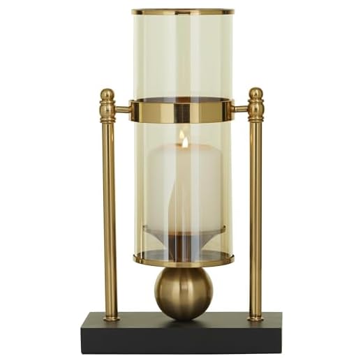 CosmoLiving by Cosmopolitan Metal Pillar Candle Holder with Metal Stand, 8" x 4" x 13", Gold