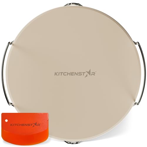 Consejos para Comprar Hornos individuales para pizza para comprar online. 40 KitchenStar - Piedra de pizza de 12 pulgadas para horno y parrilla con asas, redonda, 5/8 pulgadas de grosor, cordierita natural, resistente a 2000 °F, juego de piedras para...