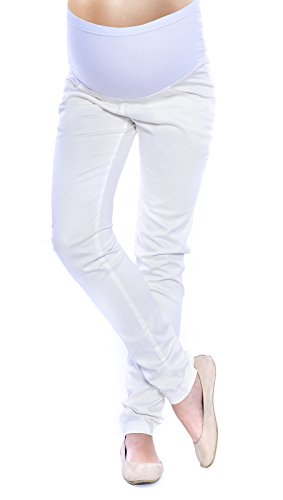 Mija - Elegante Damen Slim Umstandshose mit Bauchband 4007 (M, Ekru) Cover