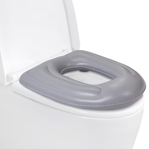 Coussin de Siège de Toilette Gonflable en PVC avec Ventouse, Réglable en Hauteur, Étanche et Confortable, Housse WC pour Adulte, Soulagement du Coccyx,...