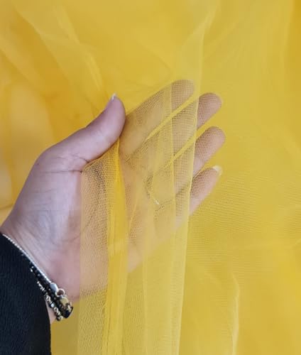 Image of SATYAM KRAFT 10 Meter Multipurpose Net Fabric Soft Cloth Roll | Wedding, Valentine & Party Decoration Items, Birthday, Anniversary | Stage, Tent, Backdrop, Mandap Festive, Event Decor Net (Yellow)