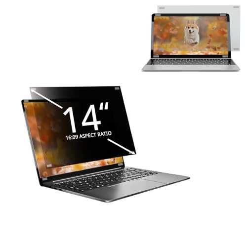 EliWhale Laptop Privacy Screen Filter 14 Inch for 16:9 Aspect Ratio, HD Anti-Blue Light and Anti-Glare Removable Laptop Privacy Screen Protector, Width X Height Is 12.2