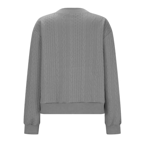 Zip Up Sweatshirts for Women Cable Knit Bomber Jacket Long Sleeve Textured Cardigan Casual Loose Coats Outwear4