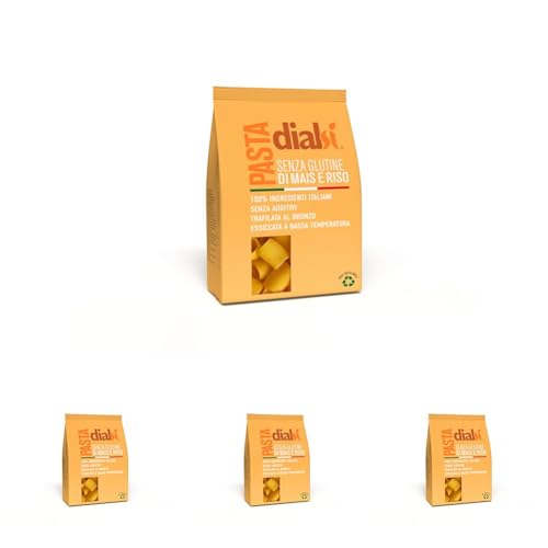 DIALSÌ, Paccheri, pasta sin gluten de maíz y arroz, trefilada al bronce, ingredientes 100% italianos, sin aditivos, cocción 8-9 minutos, paquete de 1000 g