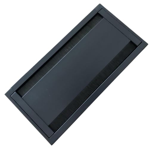 Image of Aluminum Alloy Desk Grommet - Rectangular Metal Cable Wire Hole Cover Flip Dust-Proof Lid for Office, Computer Table, TV Cabinet & Furniture, Cord Organizer (300mm*148mm Two Way, Black)
