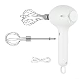Batidora eléctrica inalámbrica de mano, batidor de huevos inalámbrico recargable de 30 W con cabezales de acero inoxidable para hornear en la cocina, verde (blanco)