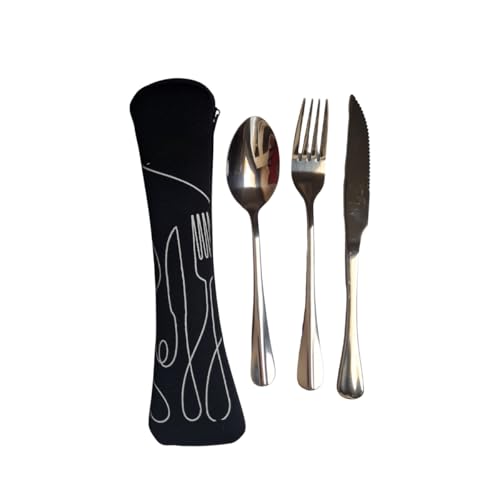 Conjunto de Talheres com Estojo Portátil – Kit Reutilizável com Faca, Garfo e Colher