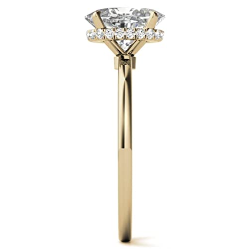 Moissanite Solitaire Engagement Ring Set 2 Ct Oval Cut Moissanite Diamond Bridal Wedding Ring Set For Women Handmade Anniversary Propose Gifts Her, Vvs1 Colorless, 925 Silver, 10K 14K 18K Solid Gold (925 Silver (Yellow Gold Plated)) #TOP4