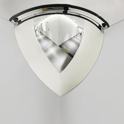 LOPOO 2 Pcs Quarter Dome Acrylic Mirrors, 90 Degree Viewing Angle Convex Corner Mirror, Security and Safety Mirror for Traffic Office Blind Spot (23.6 Inches Dia) - Thumbnail 2