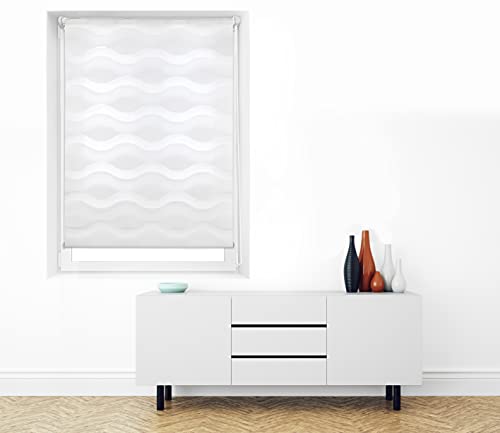 Blindecor Moon Double Layer Roller Blind for Night and Day White, 77 x 150 cm (width x length) - Image 4
