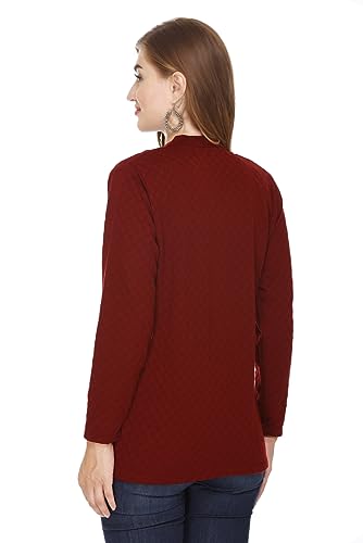 Image of Women's Woolen V-Neck Cardigan - Heavy Daffodil Fabric Winter Wear Acropoly Wool Cardigan for Women