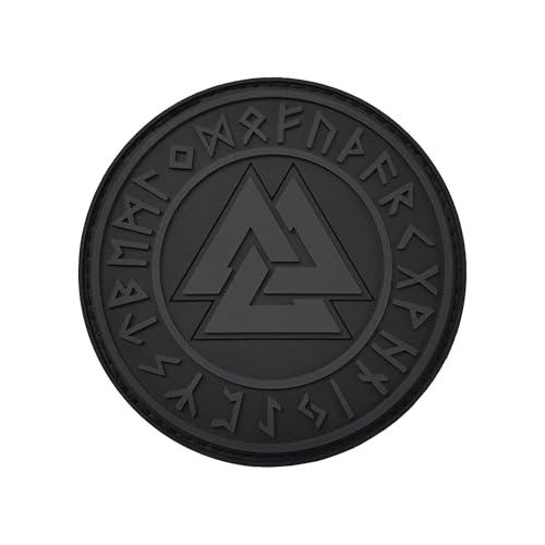 Parche Valknut PVC Viking Patch compatible con Velcro Parches para Mochilas Parches Vikingos para Gorras Parches Morale Vikingos Parches Nórdicos (Blackout Subdued) parches mochila militar hook