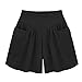Produktbild Hotpants Schwimmhose Damen Sportshorts Xjp Frauen GroßE GrößEn Einfarbig Lose Legere Hosen Mit Tasche High Waist Strand Casual Sommer Shorts Kurze Hose Sweatshorts(XXXXXL, Schwarz)