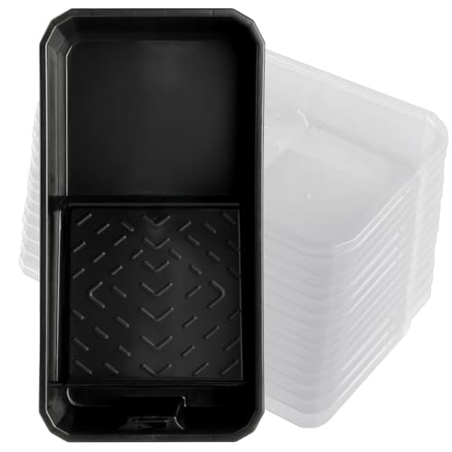Farbwanne mit Einsatz Set, 1 Paint Tray Farbwannen & 13 Transparent Farbe Tray Liners, 4 Zoll Kunststoff Farbe Trays, Paint Tray Liners, Farbschalen Kunststoffpalette für Malerei