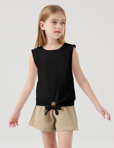 Image of Girls Crop Tops Summer Tie Knot T Shirt Short Sleeve Shirts Tee Tank Top Size 5-14 Years