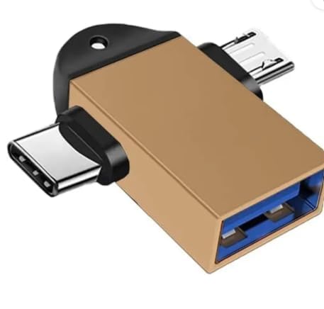 pmw Micro USB Cable 2 A 2 m 2 in 1 Type-C Micro USB OTG Adapter Converter Hard Disk Phone - Gold (Compatible with Monitor Projector, Gold, One Cable)-image-34