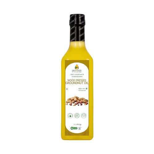 Aroga Foods Cold Pressed Groundnut Oil 1 Litre Healthy Cooking Oil Rich in MUFA and PUFA 100% Natural Kacchi Ghani Peanut Oil for Everyday Cooking Aroga Foods Cold Pressed Groundnut Oil 1 Litre Healthy Cooking Oil Rich in MUFA and PUFA 100% Natural Kacchi Ghani Peanut Oil for Everyday Cooking