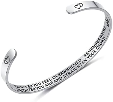 AFSTALR Bracelet Inspirational Bracelets Women Silver Mantra Cuff Bracelet Bangle Crown Jewelry Gifts
