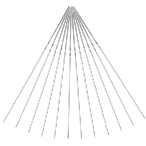 VINTORKY 20 piezas Pinchos Inoxidable Reutilizables para Barbacoa Brochetas de Alta Temperatura para Asar Carne y Verduras