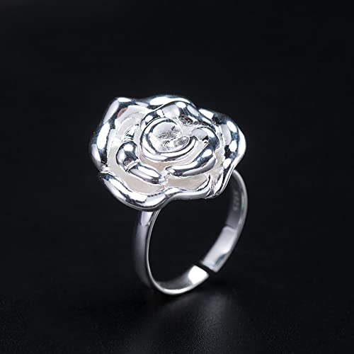 Cadeau d'anniversaire bague ouverte femmes au style fleur de rose - 2