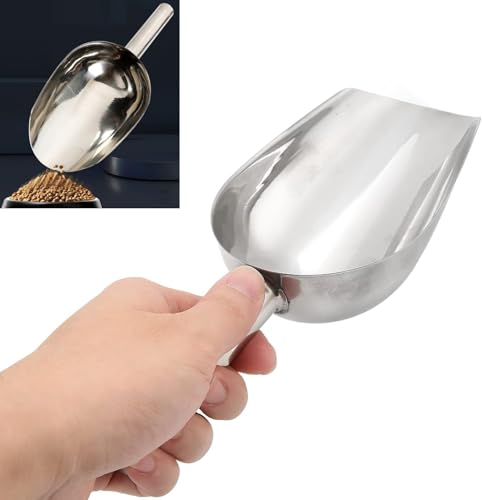 Image of Steel Handle Pet Dog Cat Food Feeder Shovel Scoop - Silver (1 PCS)