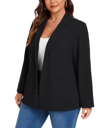 MINTLIMIT Women's Plus Size Blazer Long Sleeve Notch Lapel Casual Work Blazers Button Front Pockets Jackets (XL-5XL)4