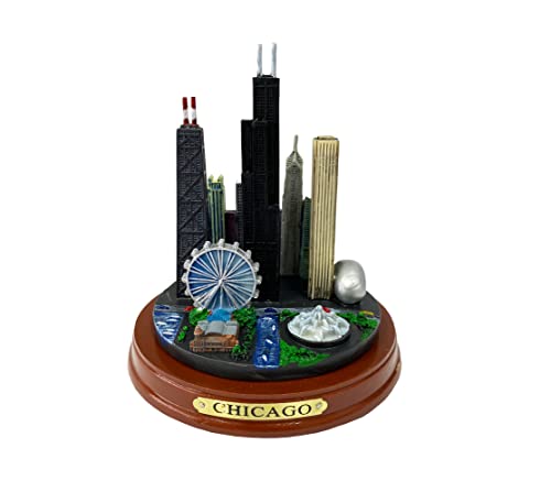 Chicago Skyline Color Resin Paperweight Sculpture - 4 3/4 inches