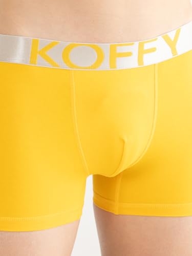 Image of KOFFY Men's Malleable Cotton Lycra Long Trunk with Minus Cutting Pouch and Moisture Wicking Properties