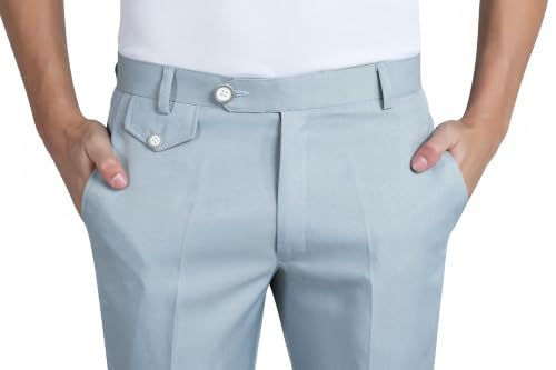 Image of Men's Formal Slim Fit Trousers | Premium Poly Viscose Blend Office Wear Flat Front Pants | Wrinkle Resistant Business Casual Pants | Length 41 Inches.