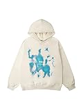 Vamtac Mens Hooded Sweatshirt Fashion Fleece Hoodie Cartoon Print Casual Oversize Streetwear Pullove