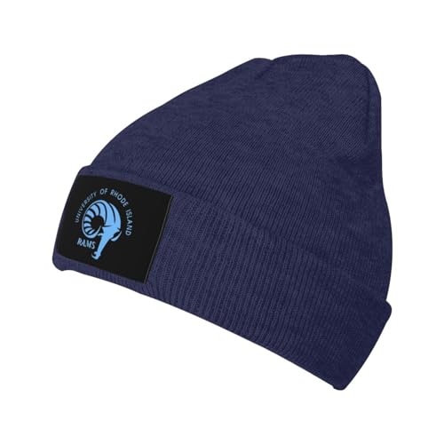 Uri University of Rhode Island Rams Print Beanie Knitted Hat Woolen Hat Warm Fashion Outdoors Knit Cap Unisex Navy Blue