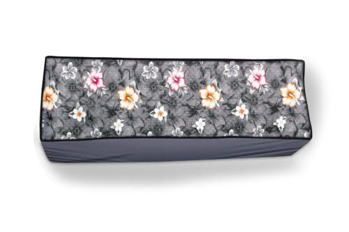 Image of Split AC Cover Indoor Unit for 1.5 Ton Capacity AC Dustproof and Water Resistant AC Cover (Grey Flower)