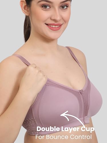 Image of GLAMORAS Women Cotton Spandex Non Padded & Non Wired Minimizer Everyday Bra| Structured for Bounce Control with Full Coverage & Broad Side Wings Prevents Side Spillage